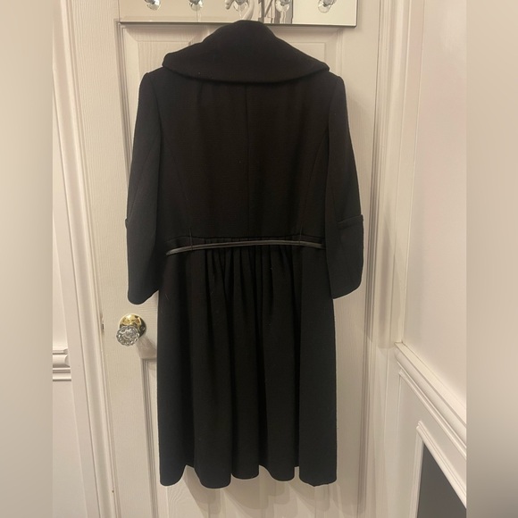 Farhi Black 100% Wool Jacket with leather tie at waist - Picture 8 of 10